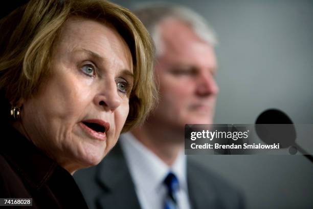 House Rules Chairwoman Louise Slaughter speaks during a news conference with Representative Brian Baird on Capitol Hill May 16, 2007 in Washington,...