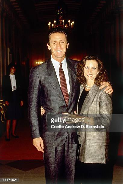 Los Angeles Lakers head coach Pat Riley poses for a photo during the team's visit to the White House in 1985 in Washington, D.C. NOTE TO USER: User...