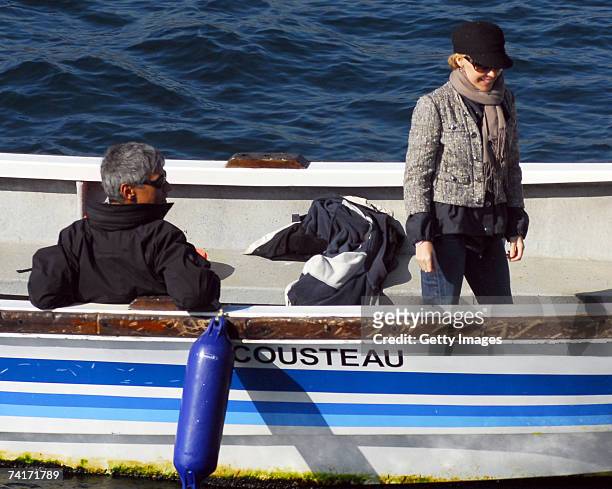 Singer Kylie Minogue enjoys a boat trip with film director Alexander Dahm during her holiday in Chile in the town of Papudo, about 190km north of...