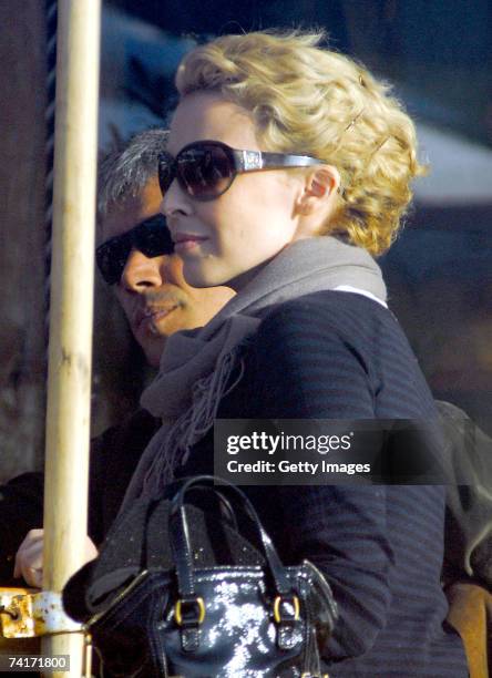 Singer Kylie Minogue dines with film director Alexander Dahm during her holiday in Chile in the town of Papudo, about 190km north of Santiago, on May...