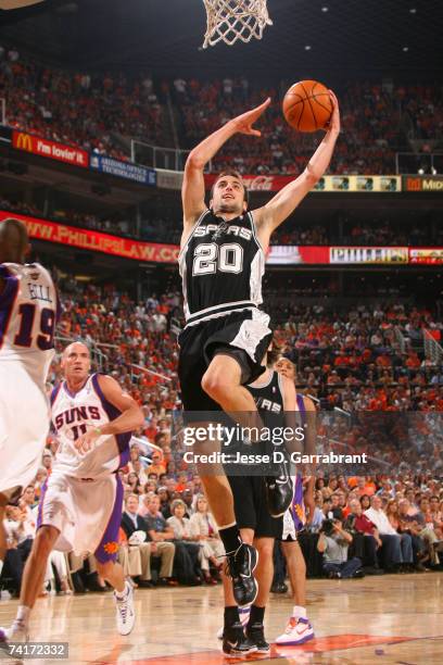 Manu Ginobili of the San Antonio Spurs shoots against the Phoenix Suns in Game Five of the Western Conference Semifinals during the 2007 NBA Playoffs...