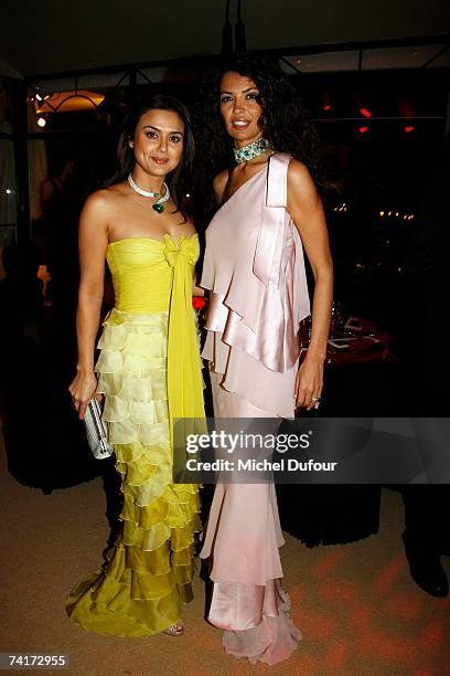 Pietry Zinta and Afef Jnifen attend the Chopard and Valentino Party Dinner at Nikki Beach during the 60th International Cannes Film Festival on May...