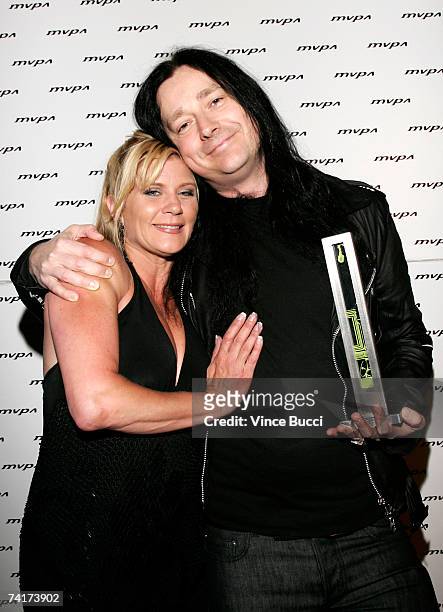 Presenter Ginger Lynn poses with director Jonas Akerlund, the recipient of the Hall of Fame Video Award, at the 16th Annual Music Video Production...