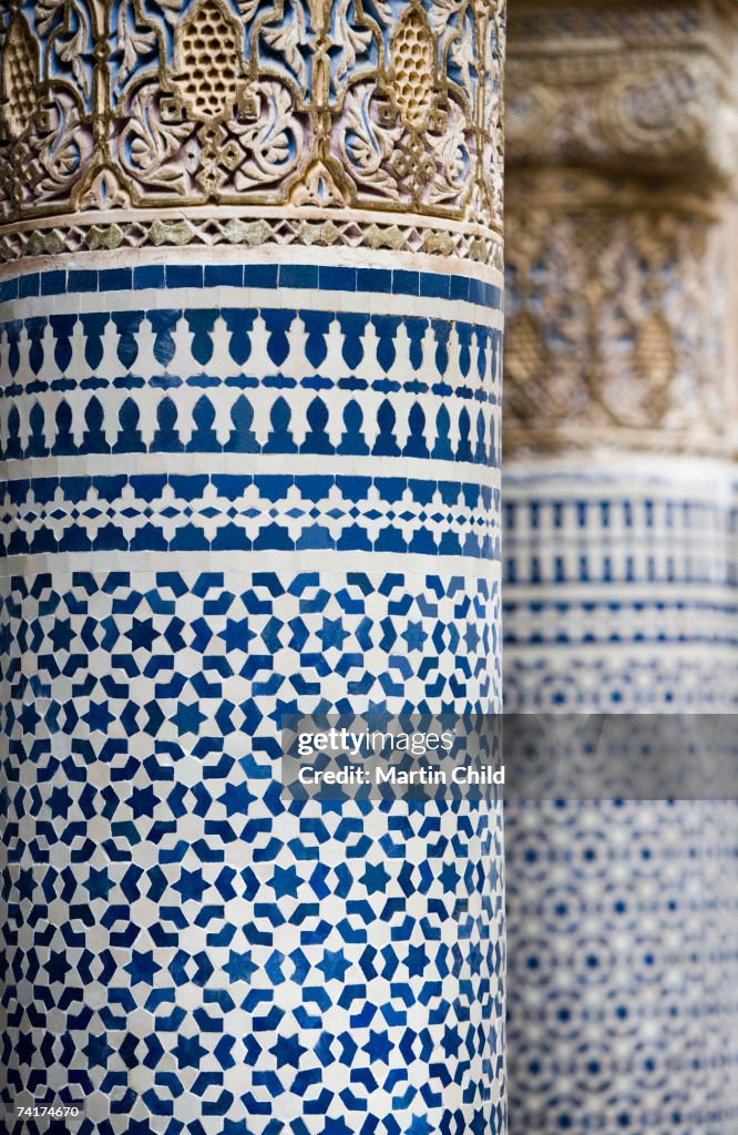 Patterned Columns Tile Work And Carving On Decorative Column Closeup High-Res Stock Photo ...