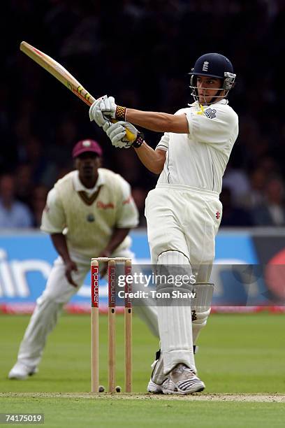 Alastair Cook of England plays a shot during the First Test on day one between England and the West Indies at Lord's Cricket Ground on May 17, 2007...