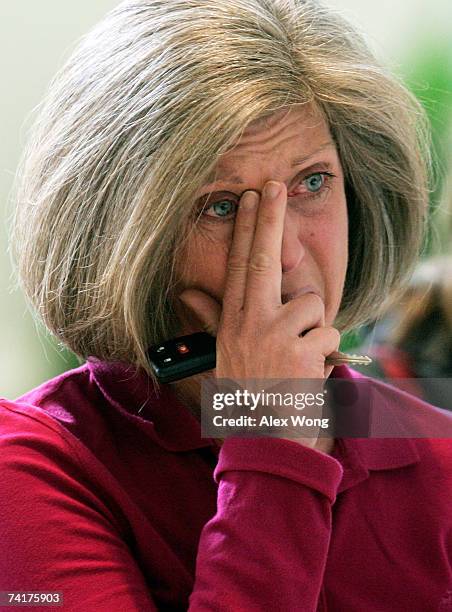 Mourner pays her respects at a viewing for the late Rev. Jerry Falwell at Arthur S. DeMoss Learning Center of Liberty University May 17, 2007 in...