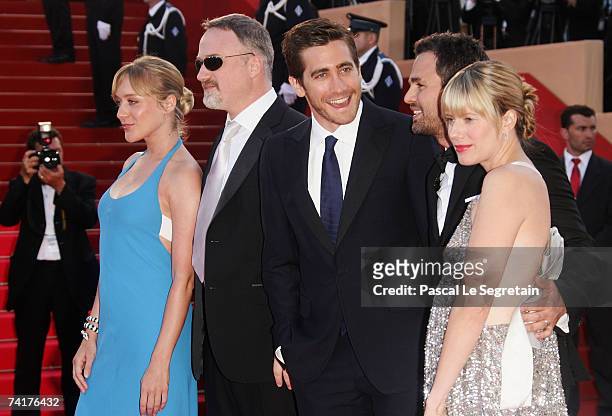 Actress Chloe Sevigny, director David Fincher, actors Jake Gyllenhaal, Mark Ruffalo and his wife Sunrise Ruffalo attend the premiere of the movie...