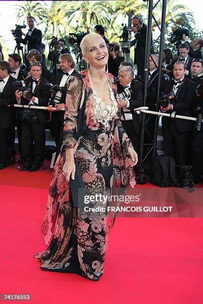 French director of the International Film Festival of Marrakech Melita Toscan du Plantier poses upon arriving at the Festival Palace for the...