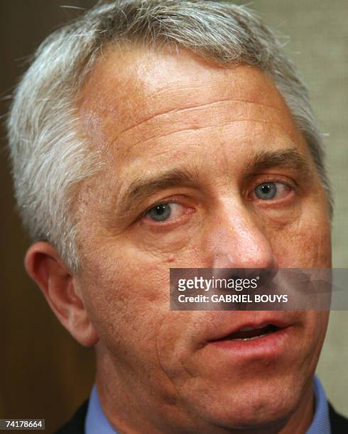 Malibu, UNITED STATES: Greg LeMond speaks to reporters outside court 17 May 2007 in Malibu, California, after revealing he had been sexually abused...