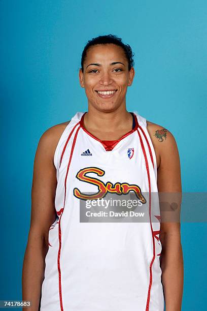 Erika Desouza of the Connecticut Sun poses during WNBA media day on May 17, 2007 in New London, Connecticut. NOTE TO USER: User expressly...