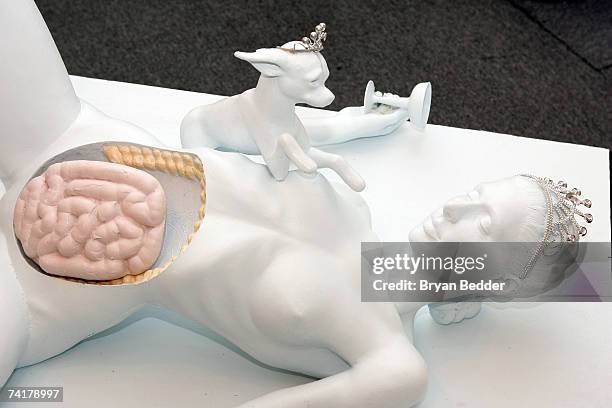 Artist Daniel Edwards' test mold sculpture called "Paris Hilton Autopsy" appears at the Capla Kesting Fine Art Gallery on May 17, 2007 in New York...
