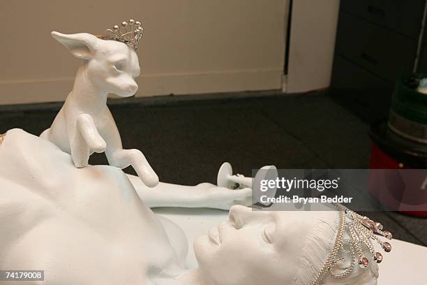 Artist Daniel Edwards' test mold sculpture called "Paris Hilton Autopsy" appears at the Capla Kesting Fine Art Gallery on May 17, 2007 in New York...