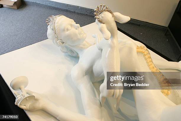 Artist Daniel Edwards' test mold sculpture called "Paris Hilton Autopsy" appears at the Capla Kesting Fine Art Gallery on May 17, 2007 in New York...