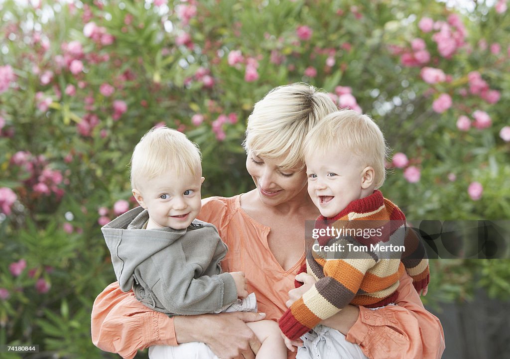 Woman with baby boys