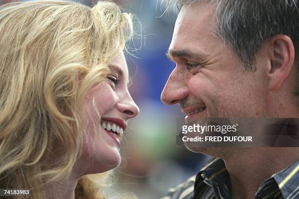Russian actor Konstantin Lavronenko and Swedish actress Maria Bonnevie pose during a photocall for Russian director Andrei Zviaguintsev's film...