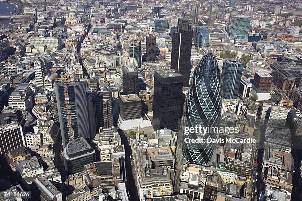 aerial view of the city of london, the financial centre of the capital. - wt1 stock pictures, royalty-free photos & images