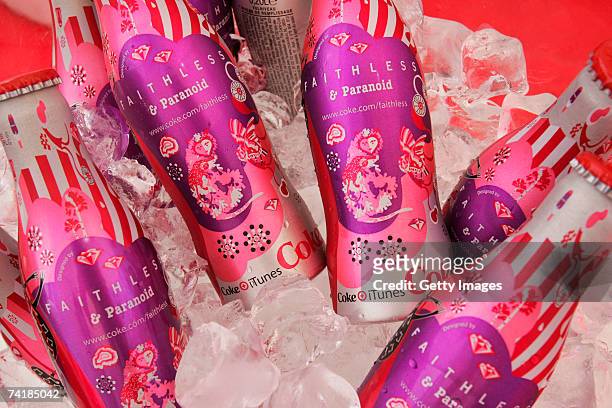 Faithless launch their limited edition Coca-Cola collectors' bottle at Le Voile Rouge during the 60th International Cannes Film Festival on May 18,...