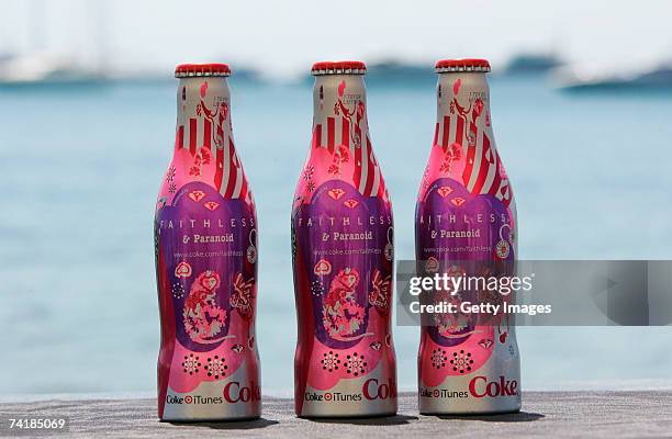 Faithless launch their limited edition Coca-Cola collectors' bottle at Le Voile Rouge during the 60th International Cannes Film Festival on May 18,...
