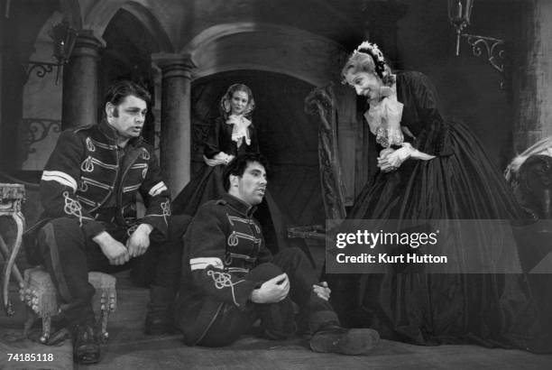 Scene from Peter Brook's production of Christopher Fry's play 'The Dark Is Light Enough' at the Aldwych Theatre, London, April 1954. The play stars...