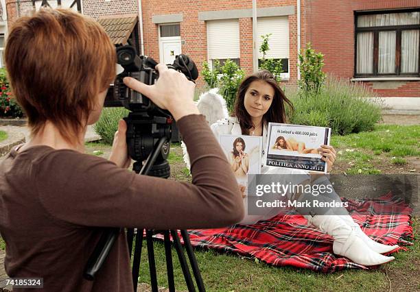 Tania Derveaux poses for a photo on May 18, 2007 in Antwerp, Belgium. The Belgian politician of the Nee party has offered oral sex to 40,000 men if...