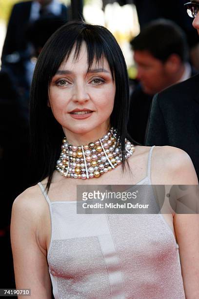 Maria Medeiros attends the screening of the Christophe Honore's movie ''Les Chansons d'Amour'' on May 18, 2007 in Cannes France.