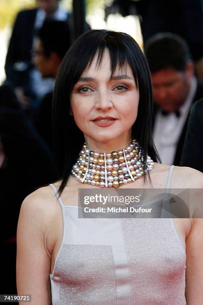 Maria Medeiros attends the screening of the Christophe Honore's movie ''Les Chansons d'Amour'' on May 18, 2007 in Cannes France.