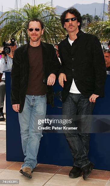 Directors Ethan and Joel Coen attend a photocall for the film "No Country For Old Men" at the Palais des Festivals during the 60th International...