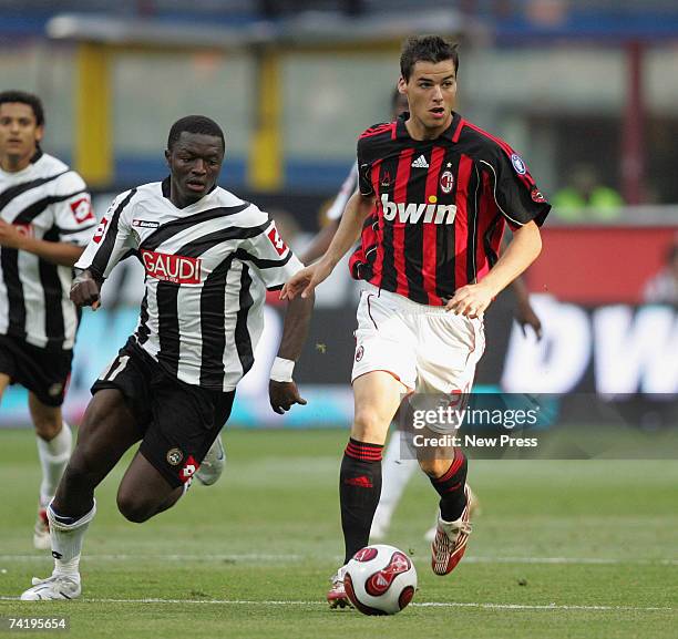 Yoann Gourcuff of Milan and Obodo of Udinese in action during the Serie A match between AC Milan and Udinese at the San Siro stadium on May 19, 2007...