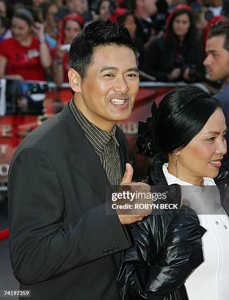 Anaheim, UNITED STATES: Actor Chow Yun Fat and his wife Jasmine arrive for the premiere of Walt Disney's "Pirates Of The Caribbean: At World's End"...