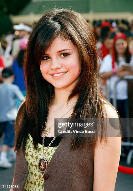 Actress Selena Gomez attends the premiere of Walt Disney's "Pirates Of The Caribbean: At World's End" held at Disneyland on May 19, 2007 in Anaheim,...