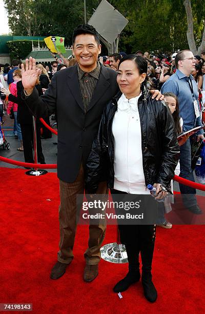 Actor Chow Yun-Fat and his wife Jasmine Chow attend the premiere of Walt Disney's "Pirates Of The Caribbean: At World's End" held at Disneyland on...