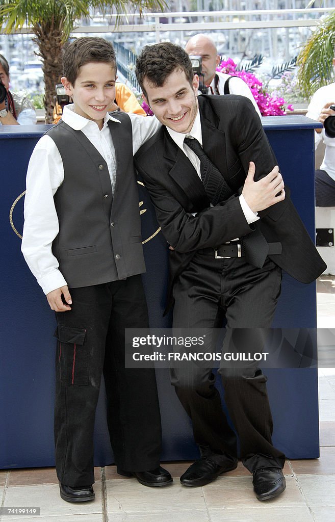 Israeli actors Yonathan Alster (L) and M...