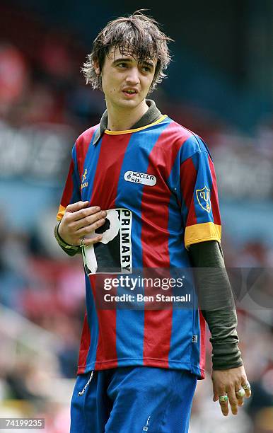 Pete Doherty of Babyshambles looks on during the Music Industry Soccer Six event at Upton Park on May 20, 2007 in London, England.