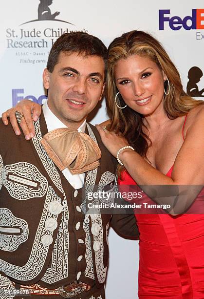 Cristian Castro and Daisy Fuentes pose at the 5th Annual FedEx/St. Jude Angels and Stars gala at the Intercontinental Hotel on on May 19, 2007 in...