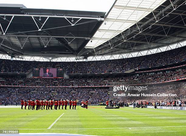 Prince William, President of the Football Association, attends the FA Cup final between Chelsea FC and Manchester United FC at the new Wembley...