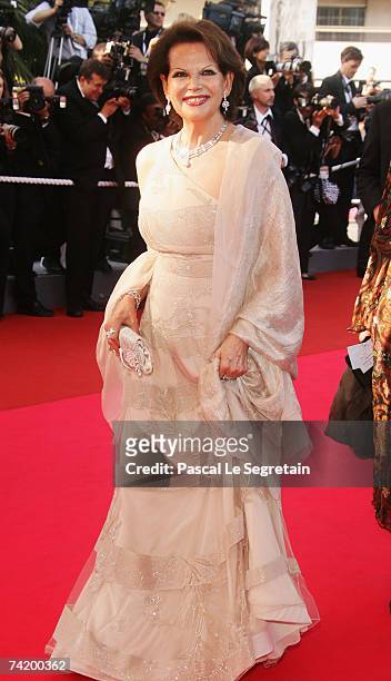 Actress Claudia Cardinale attends the premiere for the film "Chacun Son Cinema" at the Palais des Festivals during the 60th International Cannes Film...