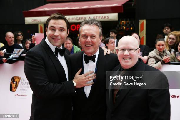 Actors David Walliams, Anthony Head and Matt Lucas arrive at the British Academy Television Awards at the Palladium on May 20, 2007 in London,...