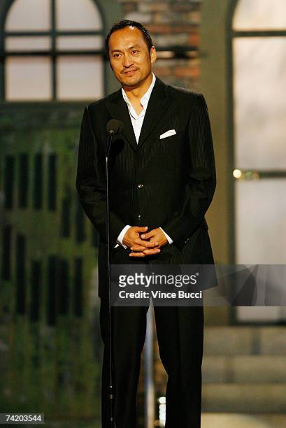 Actor Ken Watanabe presents the award for "Best Action in a Foreign Film" onstage during the 7th Annual Taurus World Stunt Awards at Paramount...