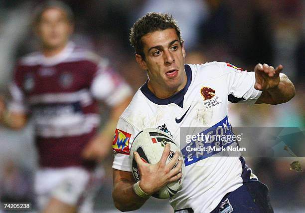 Denan Kemp of the Broncos in action during the round 10 NRL match between the Manly Warringah Sea Eagles and the Brisbane Broncos at Brookvale Oval...