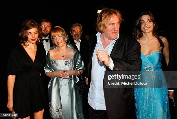 Gerard Depardieu attends with Clementine Igou the Cannes Film Festival 60th Anniversary Dinner hosted by Chopard at La Roseraie on May 20, 2007 in...