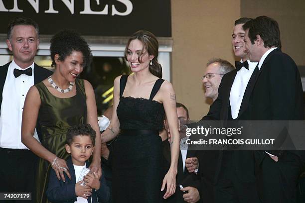 British director Michael Winterbottom, French journalist and writer Mariane Pearl and her son Adam, US actress Angelina Jolie, actor and producer...