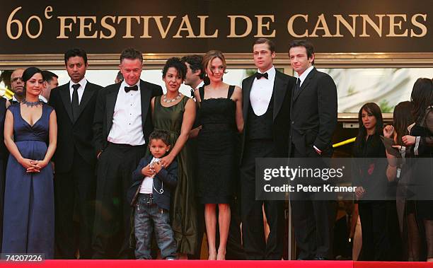 Actors Archie Panjabi, Irfan Khan, director Michael Winterbottom, author Mariane Pearl with her son, actors and producers Angelina Jolie, Brad Pitt...