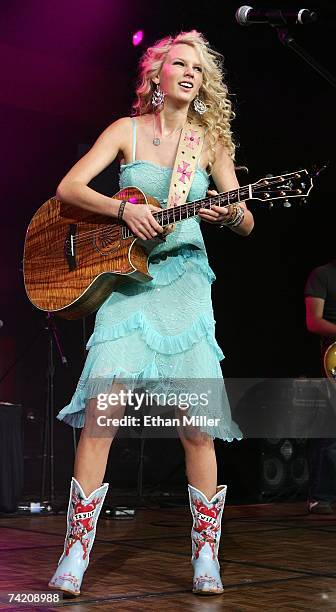 Music artist Taylor Swift performs during the Academy of Country Music New Artists' Party for a Cause show at the MGM Grand Conference Center May 14,...