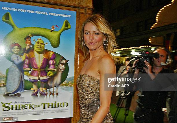 Hollywood actress Cameron Diaz arrives for the Australian premier of the animated movie 'Shrek The Third' in Sydney, 22 May 2007. The DreamWorks...