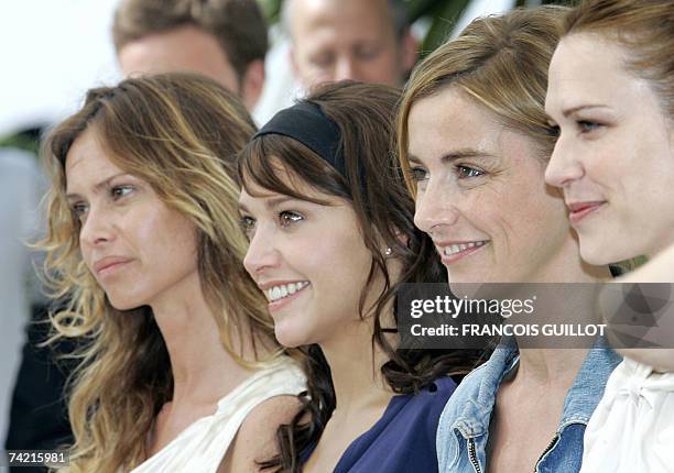 French actresses Agathe de La Fontaine, Emma de Caunes, Anne Consigny and Canadian actress Marie-Jose Croze pose 22 May 2007 during a photcall for...