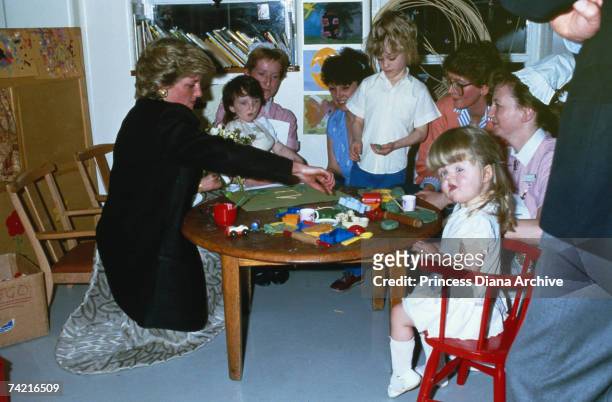 The Princess of Wales visits Great Ormond Street Hospital in London, April 1987.