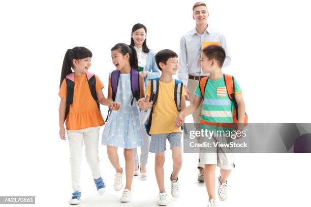 cheerful students and teachers - schoolgirl short skirt - fotografias e filmes do acervo