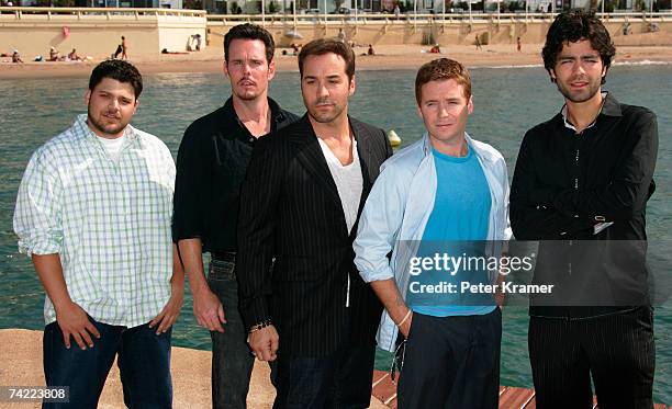 Actors Jerry Ferrara, Kevin Dillon, Jeremy Piven, Kevin Connolly and Adrian Grenier attend the HBO Entourage photocall at the Majestic Pier during...