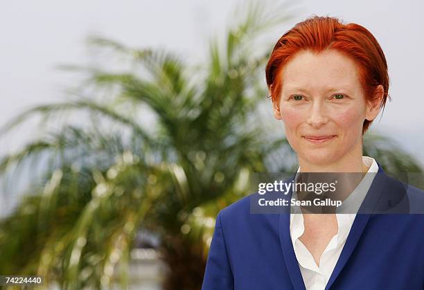 Actress Tilda Swinton attends a photocall promoting the film 'The Man from London' at the Palais des Festivals during the 60th International Cannes...