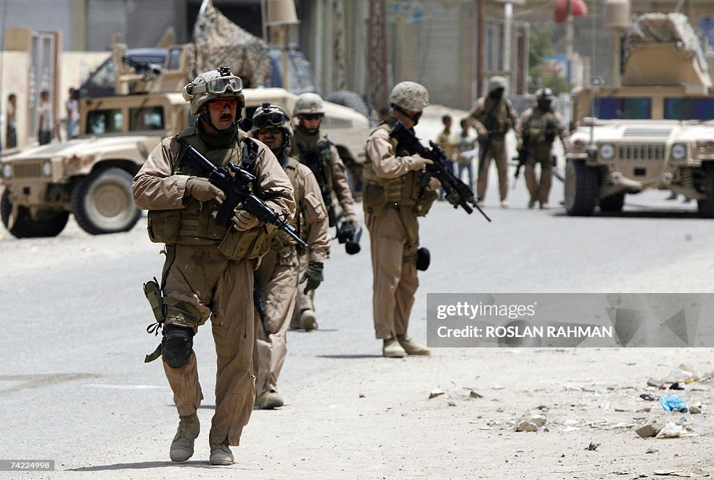US marines keep watch as the military's...